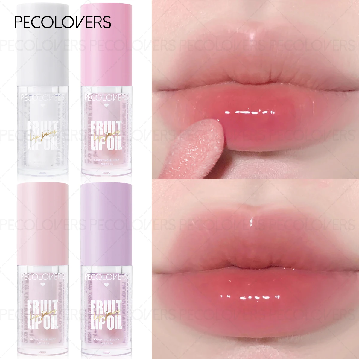 1PC Lippenöl mit großem Bürstenkopf, feuchtigkeitsspendend, lindert trockenen Lipgloss, Erdbeer-Pfirsich, flüssiger Lippenstift, feuchtigkeitsspendende Lippenpflege