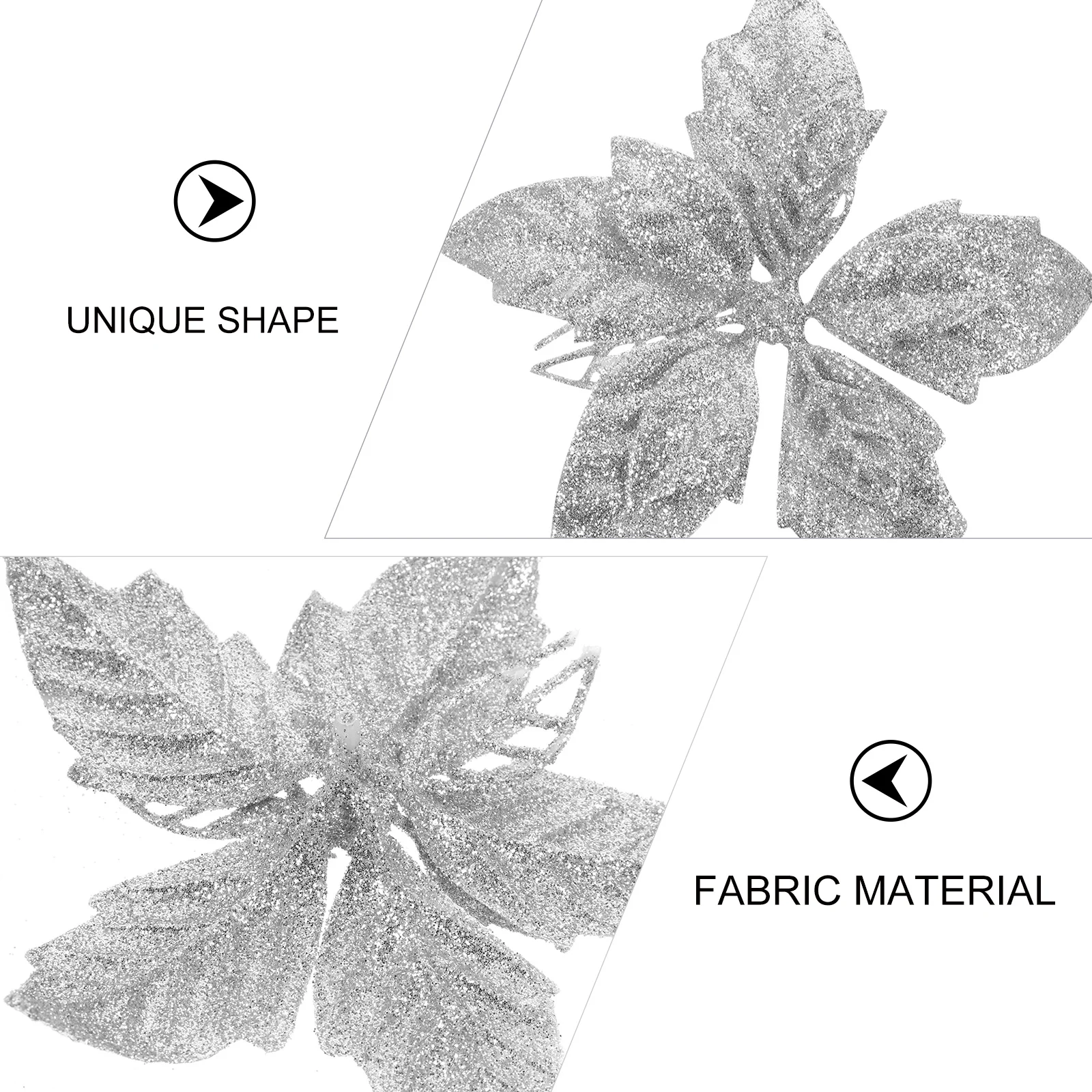 

10Pcs Xmas Artificial Flower Decoration Glitter Poinsettia Faux Christmas Flowers Christmas Tree Decor Artificial Xmas Flower