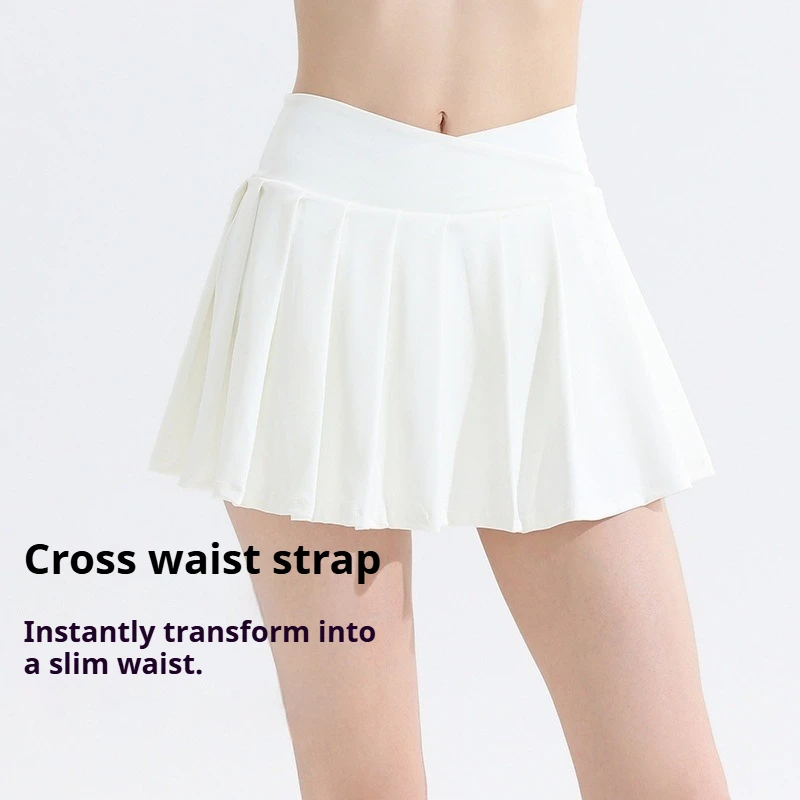 2024 New Tennis Skort with Shorts & Pockets - Pleated Quick Dry Sports Skirt for Women, Anti-See Through for Yoga Badminton Gym