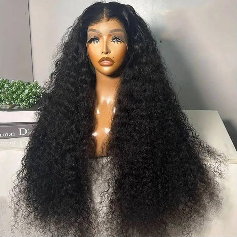 

Natural Black Soft 26Inch Long 180Density Kinky Curly Lace Front Wig For Women BabyHair Daily Preplucked Glueless Heat Resistant