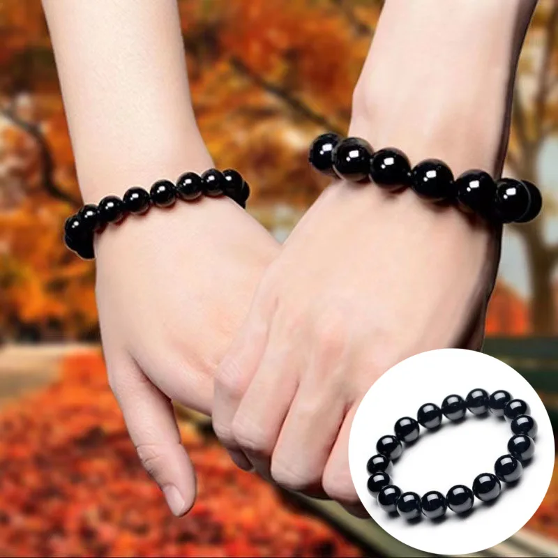 Natural Black Obsidian Buddhist Prayer Healing Bead Bracelet For Men Magnetic Health Protection For Women Soul Jewelry