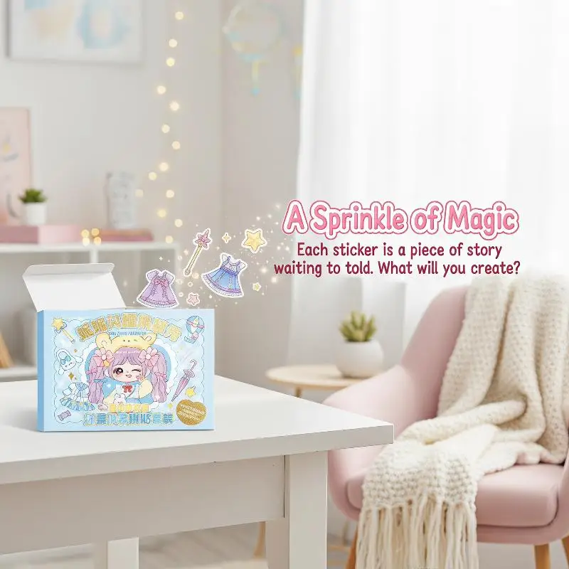Kawaii Cartoon Girl Dress Up Sticker Set 4 Different Themes Waterproof Removable for Kids DIY Craft Scrapbooking
