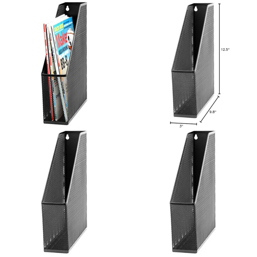 

Сверхмощный сетчатый стальной держатель для журнальных файлов для офиса и домашнего использования, 12,5 x 9,8 x 3, черный — прочное решение для хранения с вентиляцией