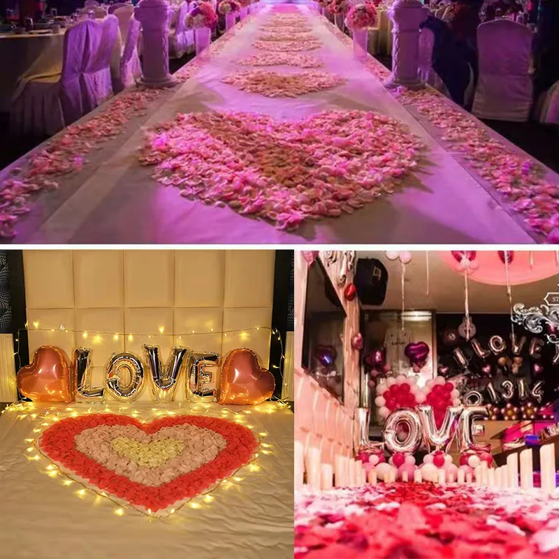 

100Pcs Romantic Sponge Satin Fabric Heart Petals Padded Fabric Throwing Petals Love Table Bed Wedding Valentine Party Decoration