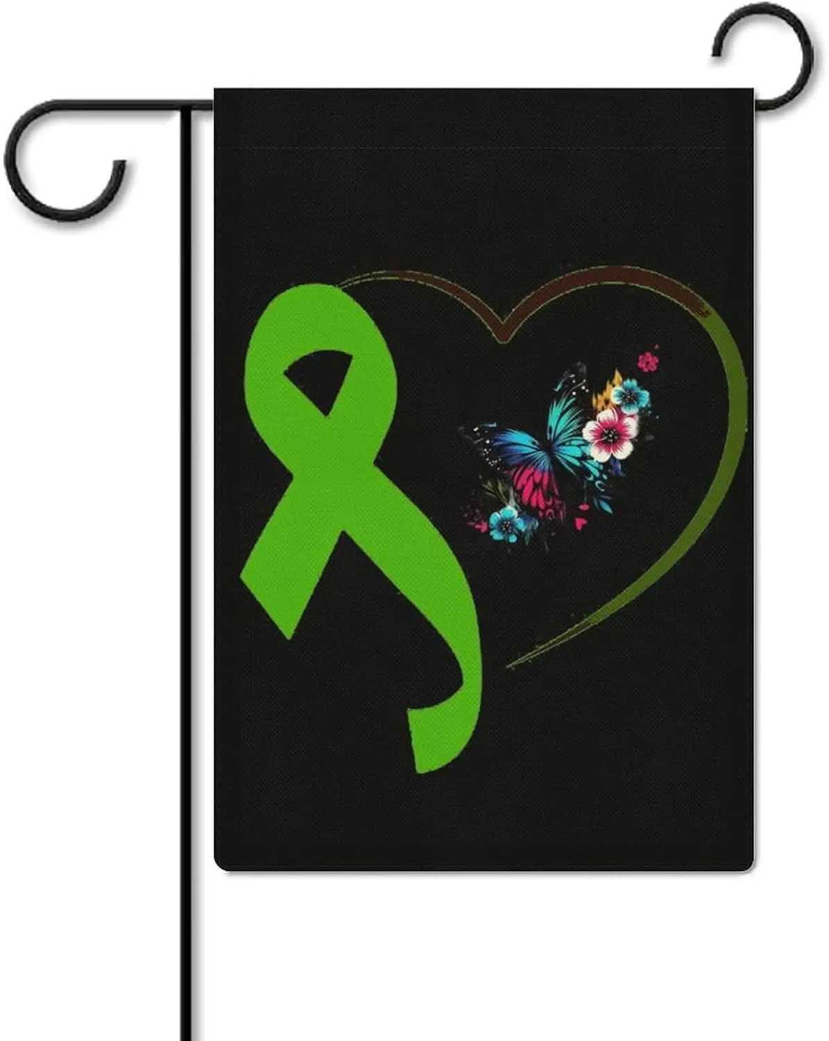 Garden Flag 12X18 Inches Double Sided Heart-Shaped Ribbon National Donate Life Month Printed Patriotic Banner Decor for Outs ZZM
