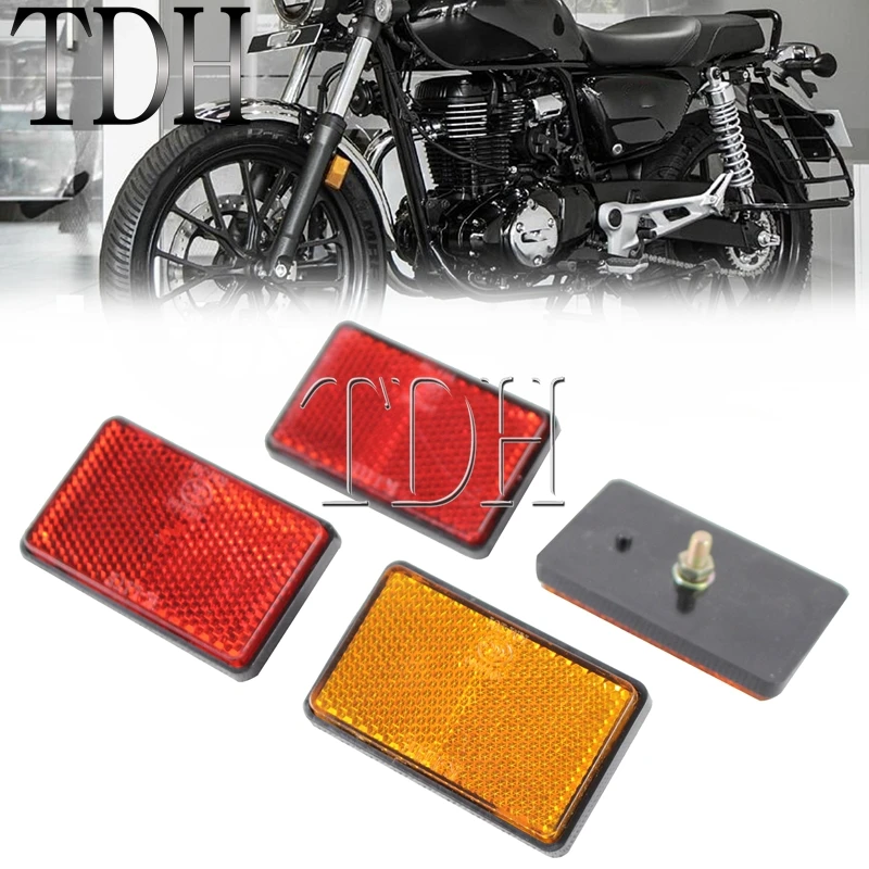 Red Yellow Motorcycle Reflector Rear Tail Brake Stop Marker Universal Side Safety Warning Reflective Reflectors Screw Bolt Tape