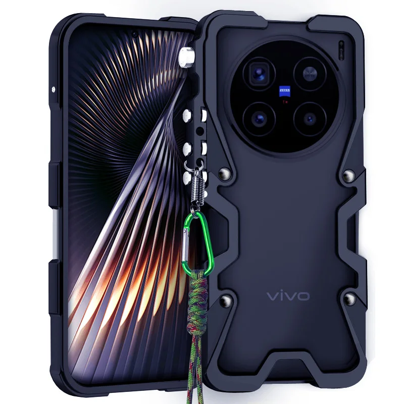 

Zimon Luxury Armor Metal Aluminum Phone Bumper For Vivo X200 X100 X90 X80 X100S Pro+ Cover Mechanical Purely Handmade Skull Case
