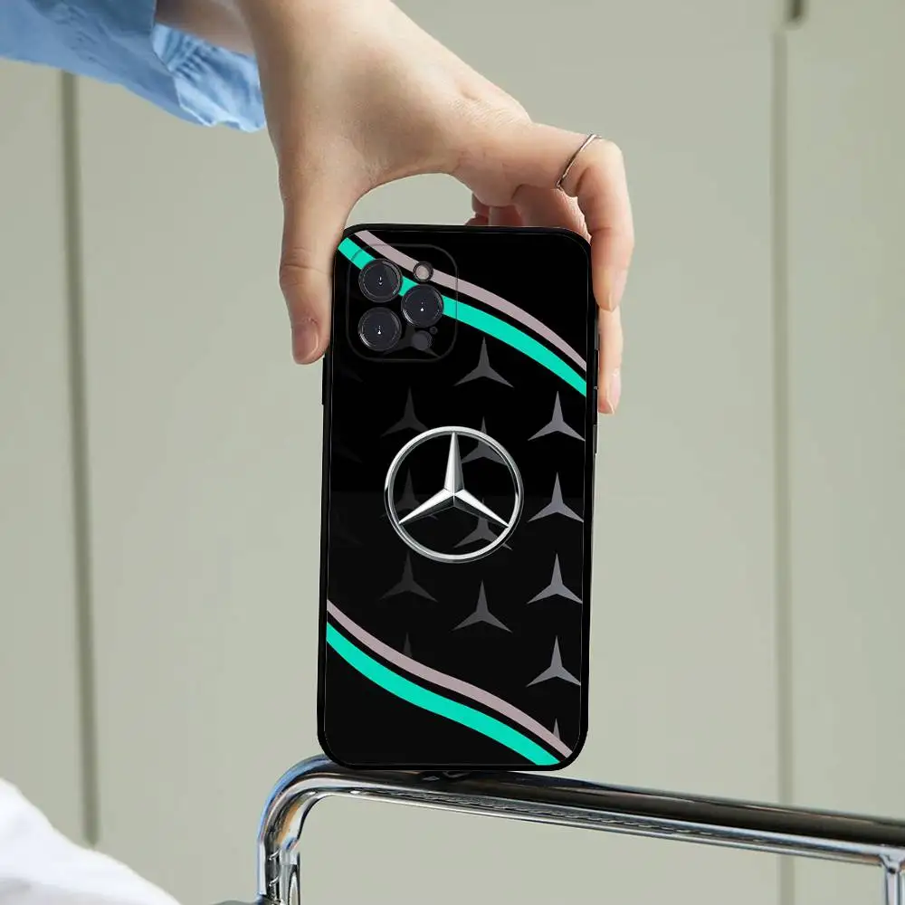 Auto M-Mercedes-Benz Handyhülle für iPhone 16 15 14 13 12 11 17 Pro Max Schlichte Rückseite TPU Soft Case