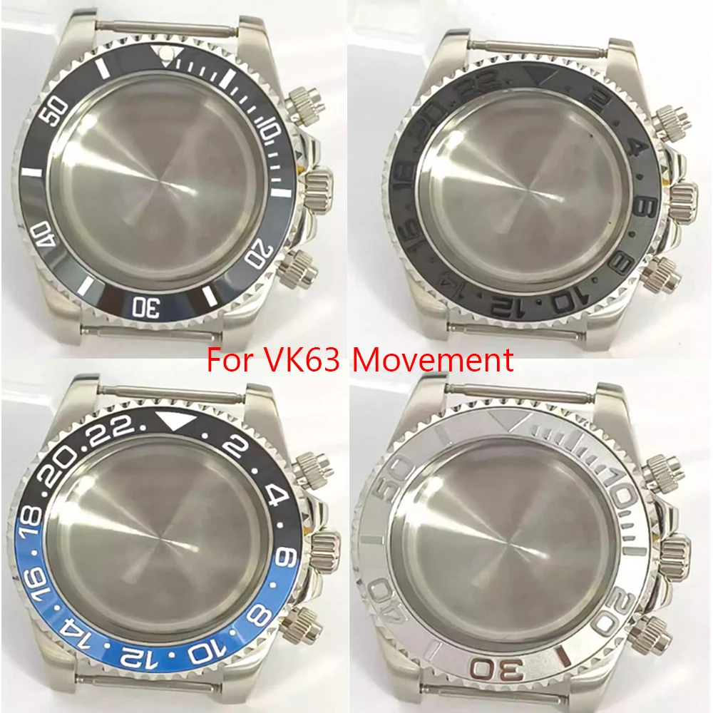 

40MM Submariner Quartz Watch Case with Flat Sapphire Crystal And Ceramic Bezel Watch Box for VK63 Movement Fit For 20mm Strap