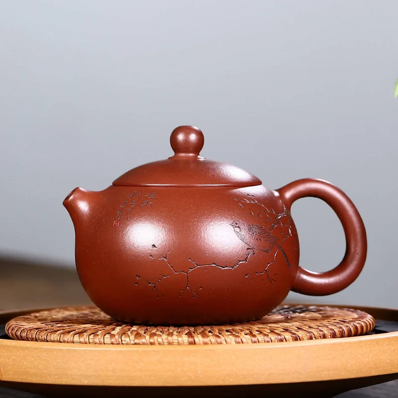 Dropshipping Yixing Pure Handmade Original Ore Purple Clay Teapot With Engraving Xishi Teapot High-End Tea Set