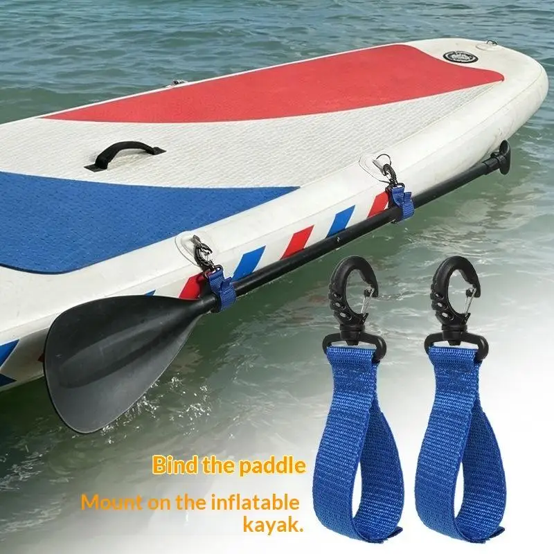 2Pcs Paddleboard Paddle Fixing Strap Inflatable SUP Surfboard Paddle Buckle Kayak  Strap With Rotatable Plastic Spring