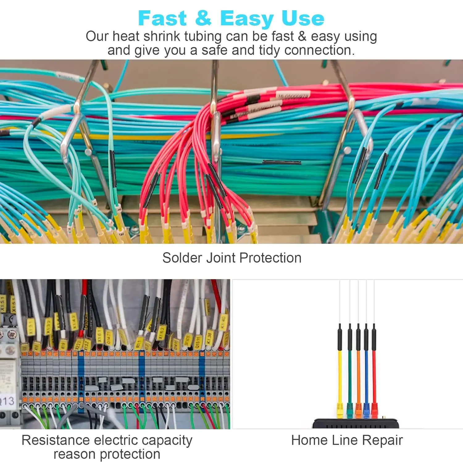 접착제가 늘어선 400개 와이어 열수축 튜브 키트, 와이어용 산업용 열수축 튜브, 3:1 해양 등급 열수축