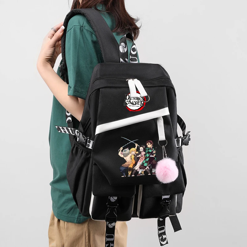 Demon Slayer Backpack Teenage Girl Boy Mochilas Student Back To School Backpack Hildren School Bag Canvas Leisure Women Rucksack