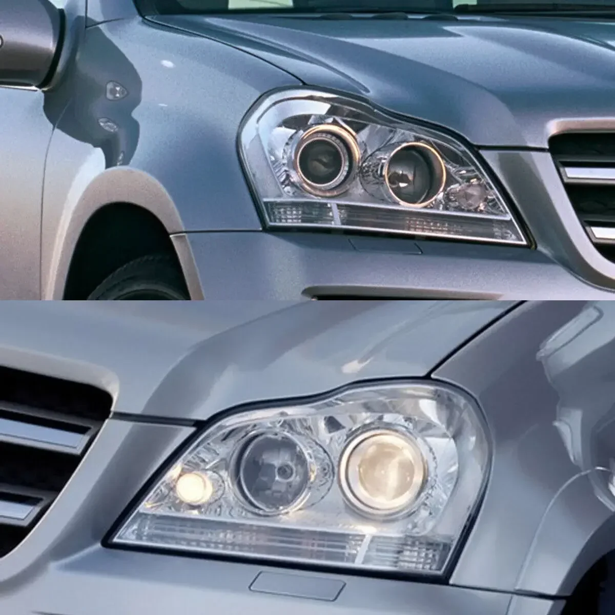 MAGICKIT For Mercedes-Benz GL-Class X164 2007-2012 Headlight Lens Cover Headlamp Pair car accessories Clear plastic