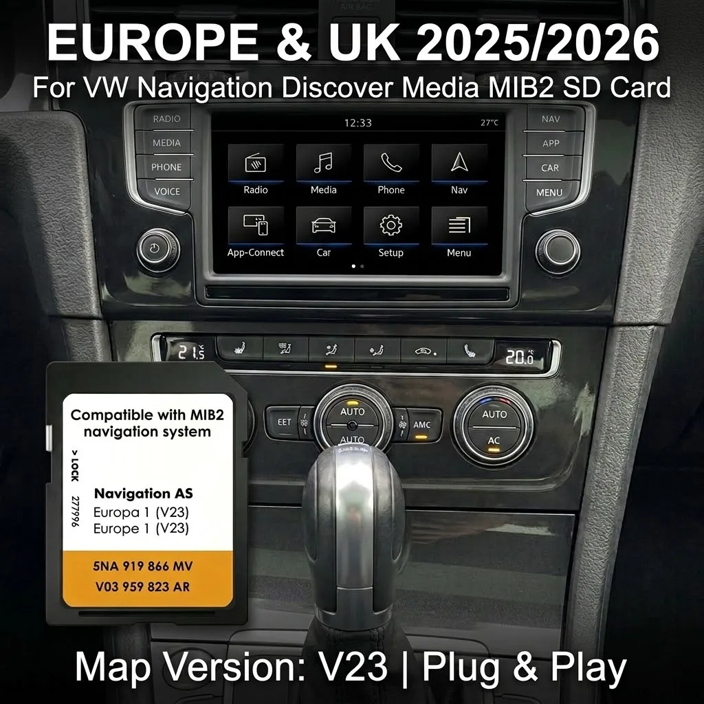 Cost‑Effective Nav Map SD Card 5NA919866 MU TMC‑PRO For VW Discover Media MIB2, Complete Europe UK Map Set Direct Fit