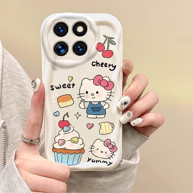 Fun Hello Kitty Cartoon Wave Phone Case for XIAOMI 14 13 Pro 12 11 Lite Poco F6 F5 F4 F3 X6 X5 X4 X3 GT M3 M4 Pro Silicone Cover