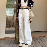 High-Waisted Slimming Straight-Leg Denim Jeans For Women Loose-Fit Wide-Leg Pants Draped Versatile Long Pants Fashionable