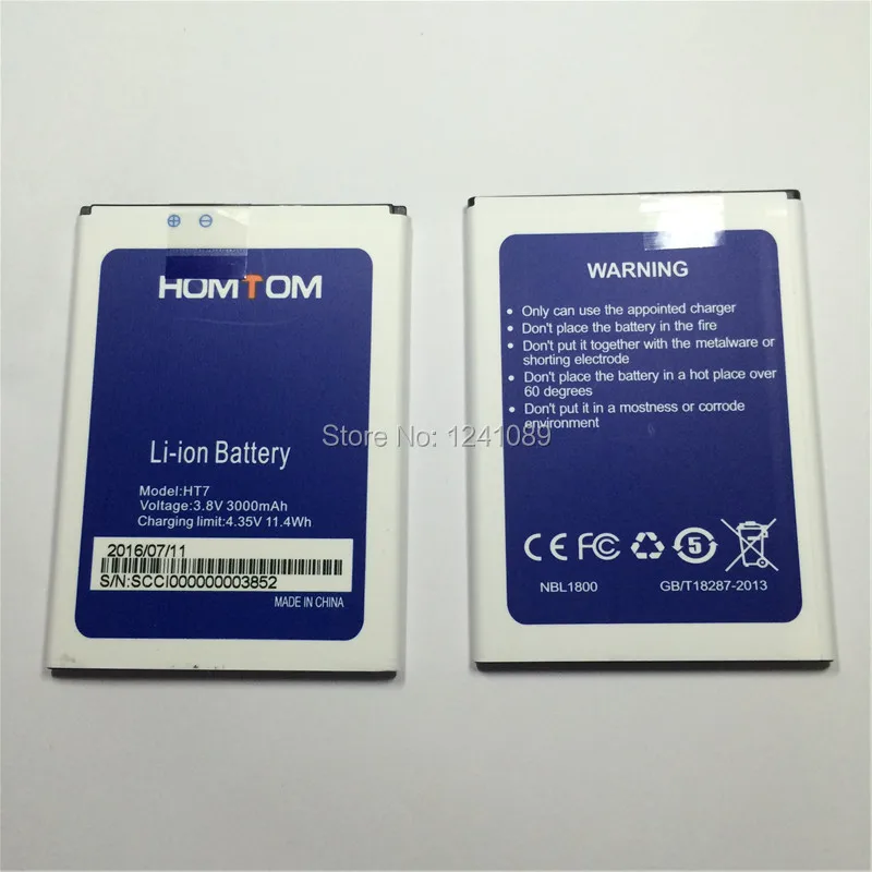 

100% original battery HOMTOM HT7/HT7 pro battery 3000mAh Original quality Mobile phone battery Original quality