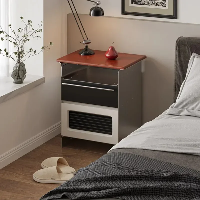 Style color matching bedside table Bedroom bedside cabinet design Locker storage cabinet, three color matching