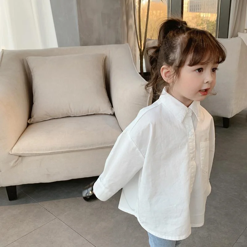 Girls Baby\'s Kids Blouse Jacket Outwear 2023 Solid Spring Autumn Top Beach Shirts Cotton Toddler Children\'s Clothing