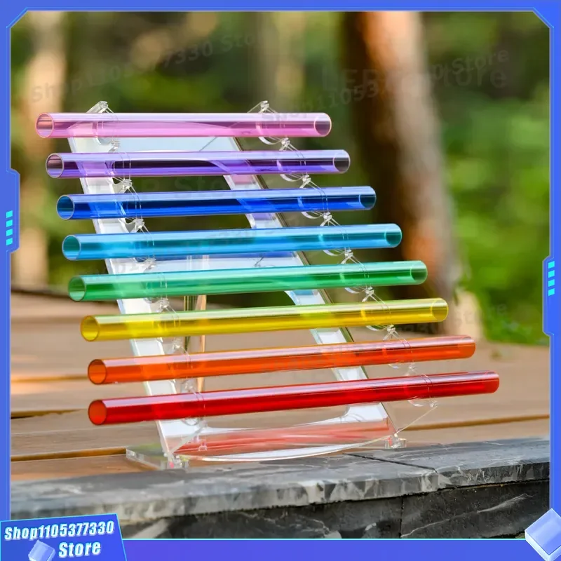 432Hz Crystal Harp Heart Shaped Sound Healing Instrument Colored Glass Percussion Piano for Meditation Music Therapy