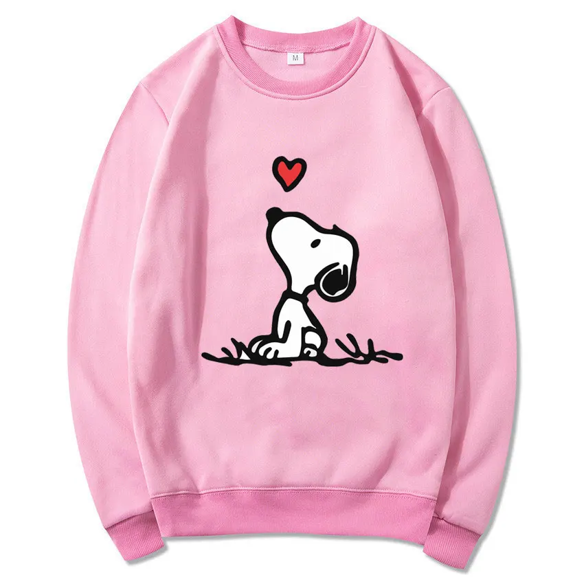 Snoopy Cartoon Anime Women Pullover Spring Autumn Men O-neck Hoodie 2024 New Fashion Oversized Couple Sweatshirt Tops