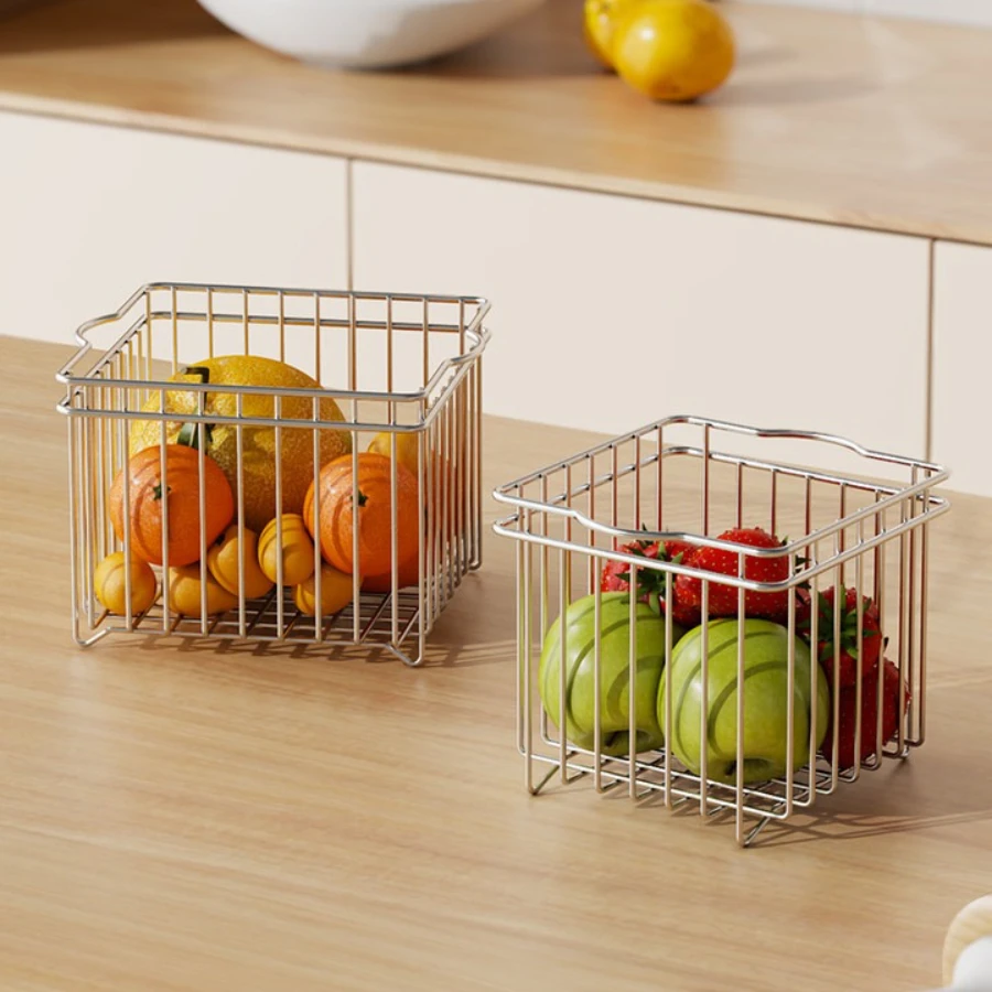 Kitchen Storage Rack Sink Drain Rack Stainless Steel Vegetable Storage Basket Household Non Perforated Wall Mounted Basket