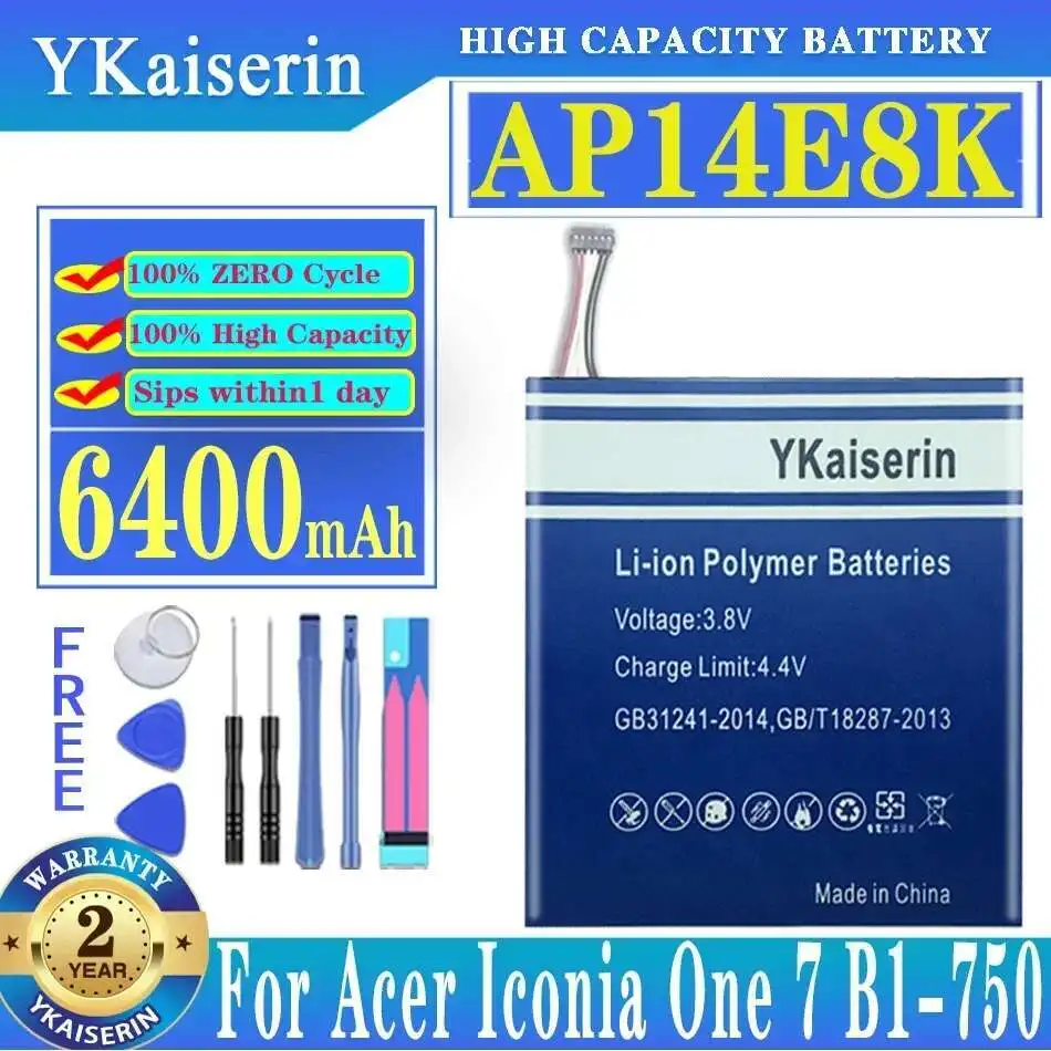 

Tablet Battery Lightweight 6400Mah AP14E8K For Acer Iconia One 7 B1-750 Safe
