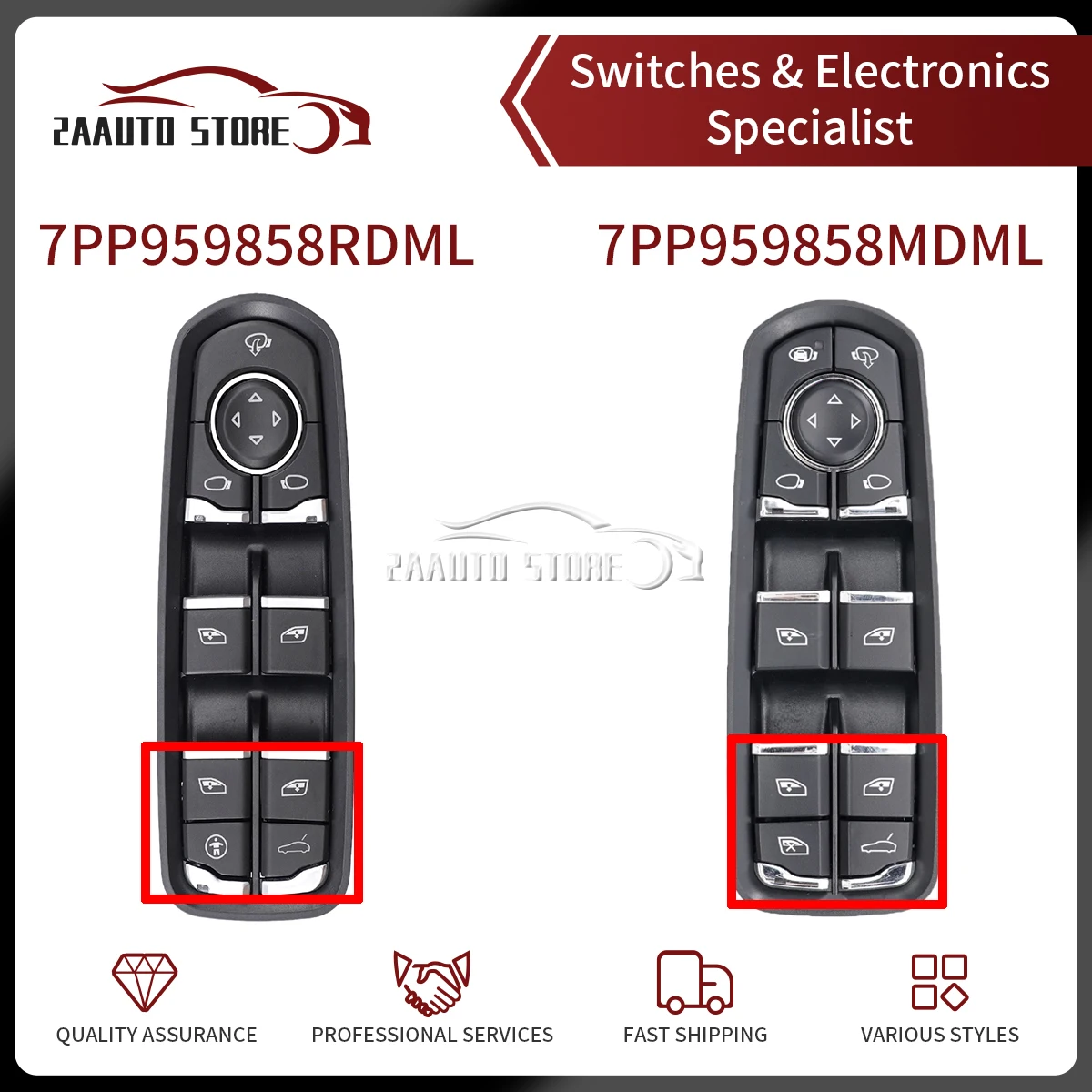 

Car Power Window Switch Control Button 7PP959858AF For Porsche Panamera Cayenne Macan 2011-2018 7PP959858RDML 7PP959858MDML