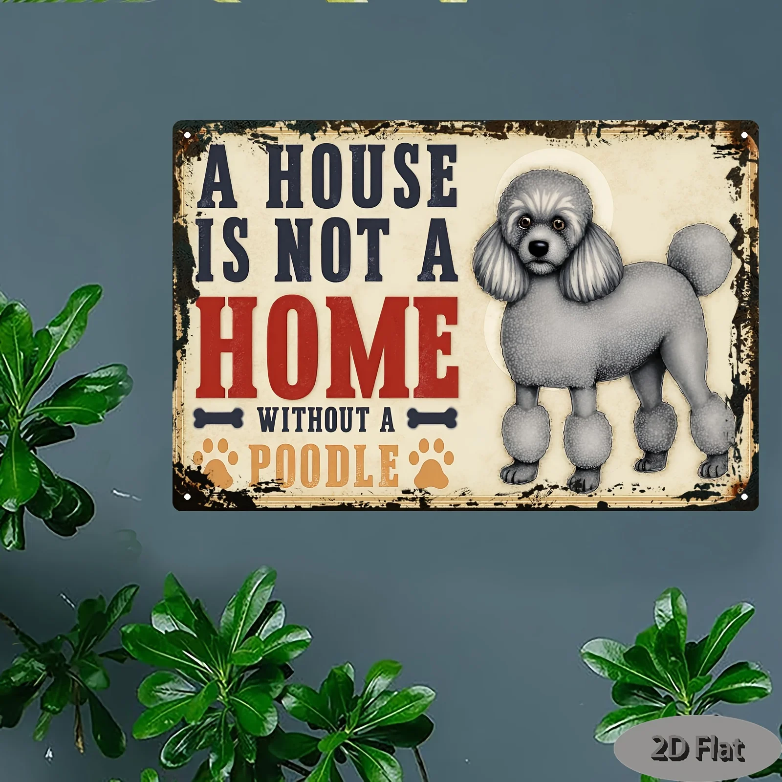 2D Flat, 1pc Vintage Poodle Metal Wall Art Sign -Fun Dog Lover Gift  Iron Plate, Suitable for Home, Cafe, Office, Outdoor Spaces