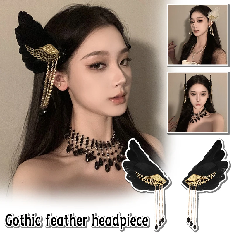 Ailes de plumes de Mary Halo Cosplay pour femmes, diadème de plumes d'ange Lolita, couronne d'Halloween, costume de cosplay, bande de sauna, accessoires pour cheveux KC