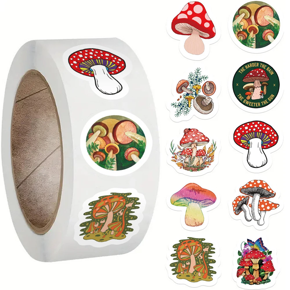 100-500pcs Children Mushroom Reward Stickers School Students Cute Cartoon Stationery Sticker Scrapbooking DIY Gift Decoration