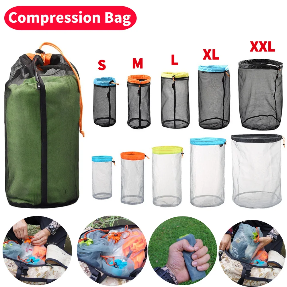 Portable Compression Stuff Sack Bag Waterproof Drawstring Travel Sundry Bag Space Saving Carry Pouch for Camping Travel Hiking