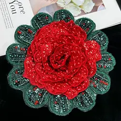 Red and green diamond heavy industry corsage exaggerated rose brooch accessories