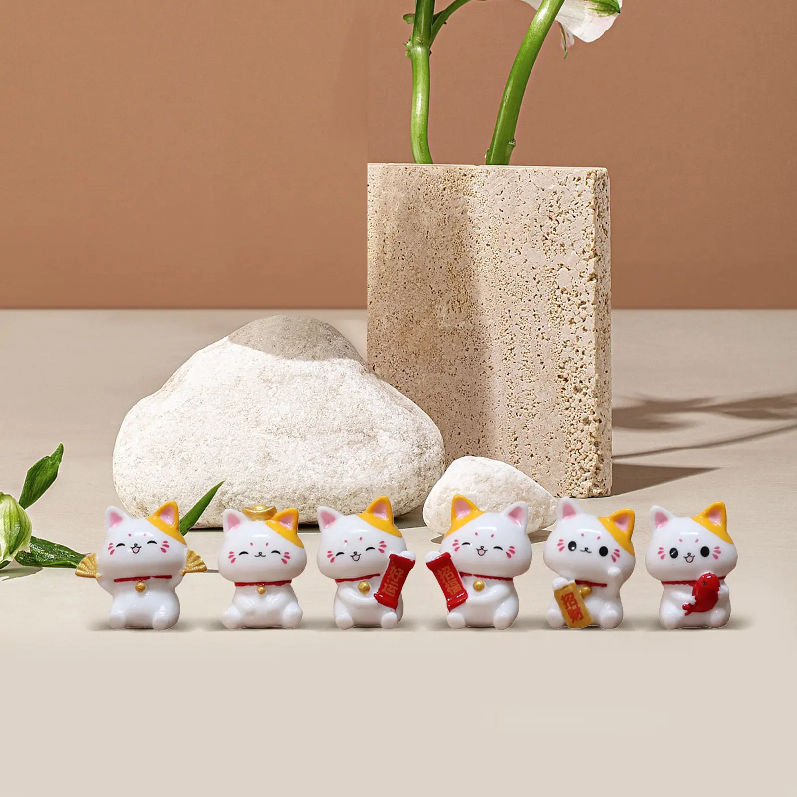 18Pcs Miniature Cat Resin Figures Ornament for Desktop Shelf Mini Garden Terrarium Landscaping