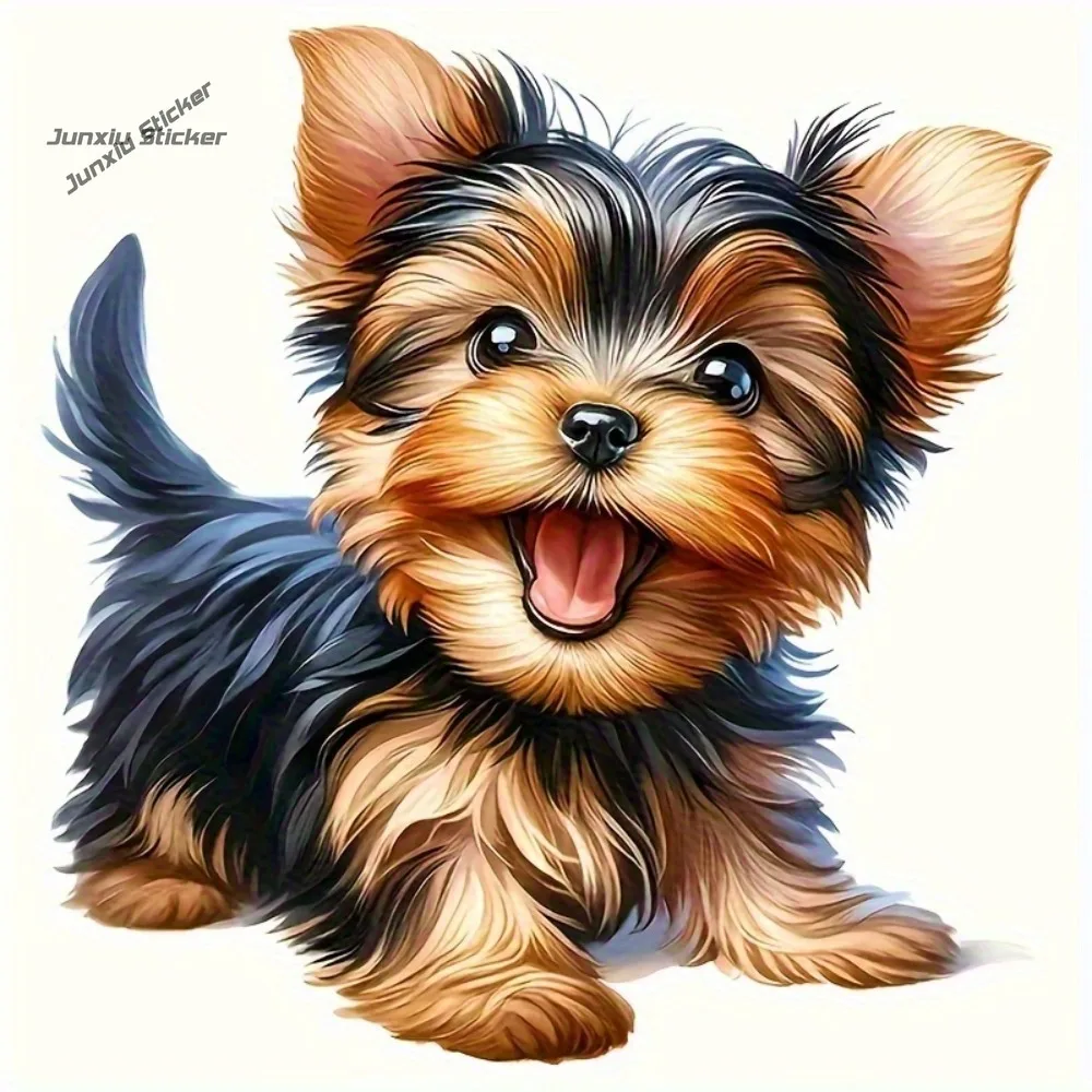 Adorable Yorkshire Puppy Vinyl Sticker Vibrant And Realistic Design Cars, Laptops, Trucks, Motorcycles Walls, Cups, Dog Stickers