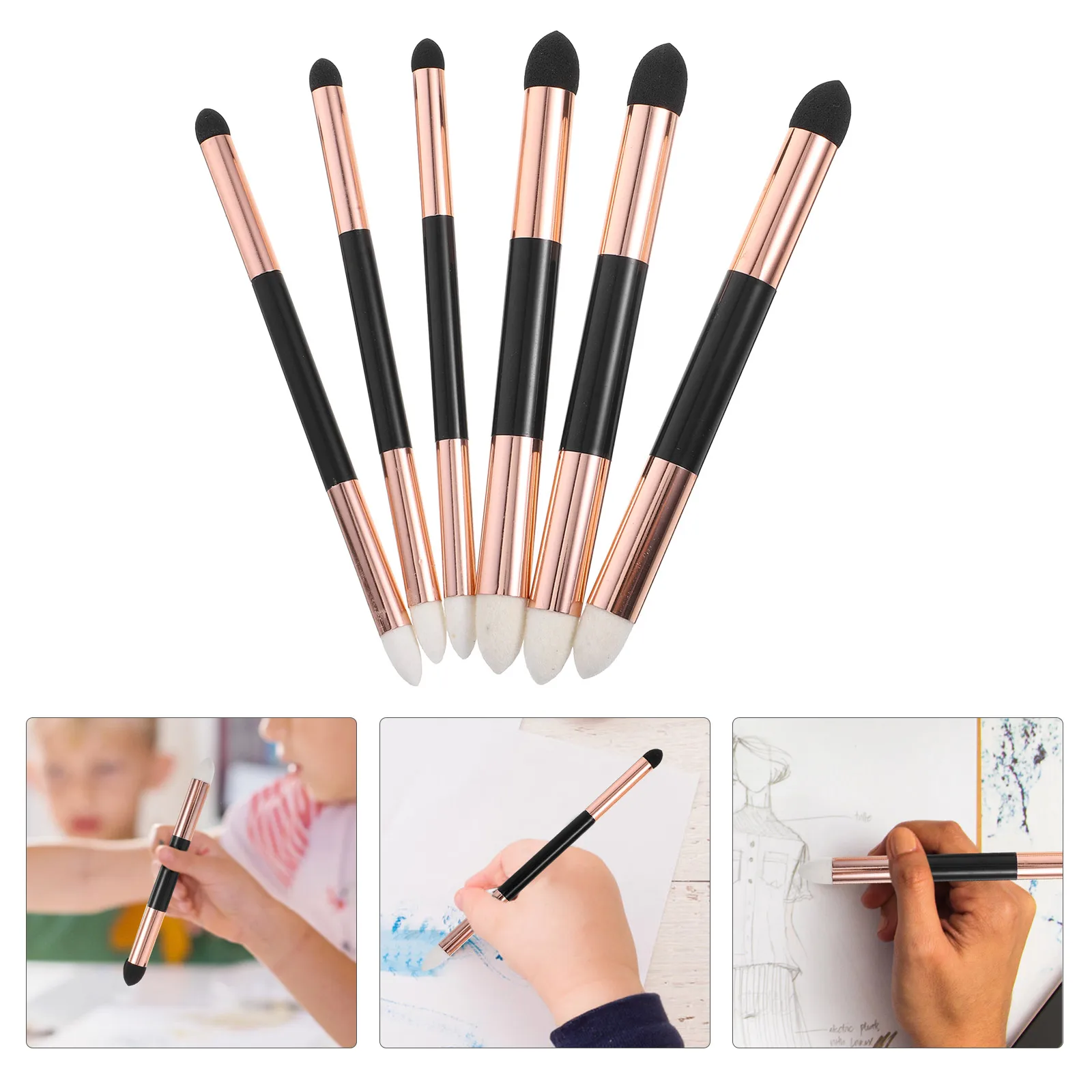 6 Pcs Sponge Pen Double Headed Blending Stump Sketch Wiper Ink Brushes Reusable Eraser Supplies Teaching Tools