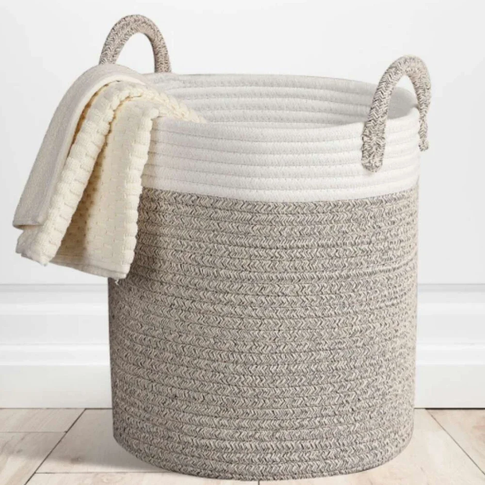 

Cotton Rope Hamper Clothing Storage Basket Toy Debris Storage Basket Collapsible Organizer