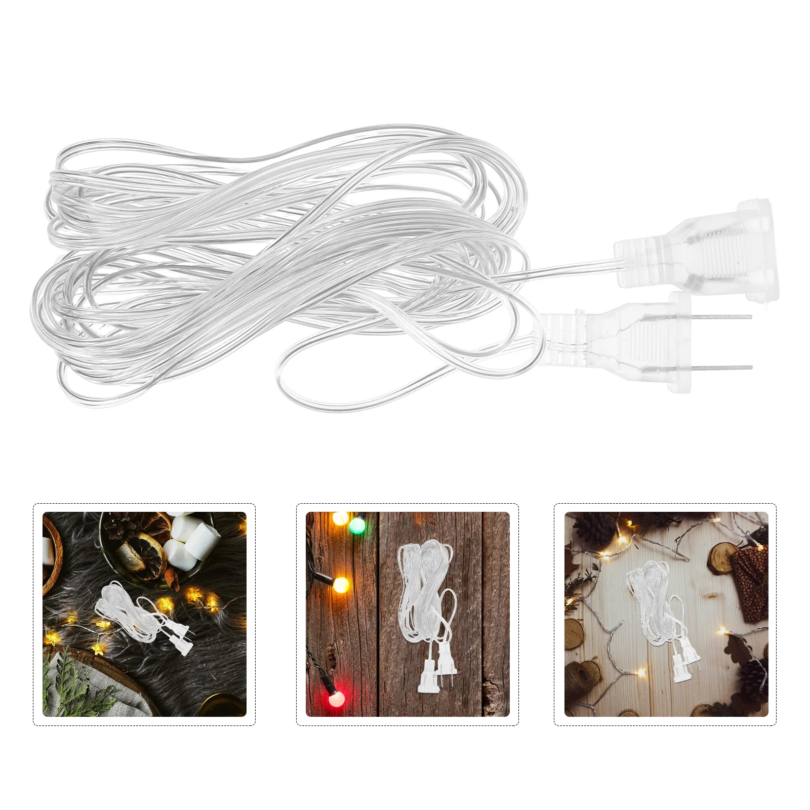 Power Cable Extension Lights Plugs for Electrical Outlet Portable Clear Line Extender Wire Pvc Party