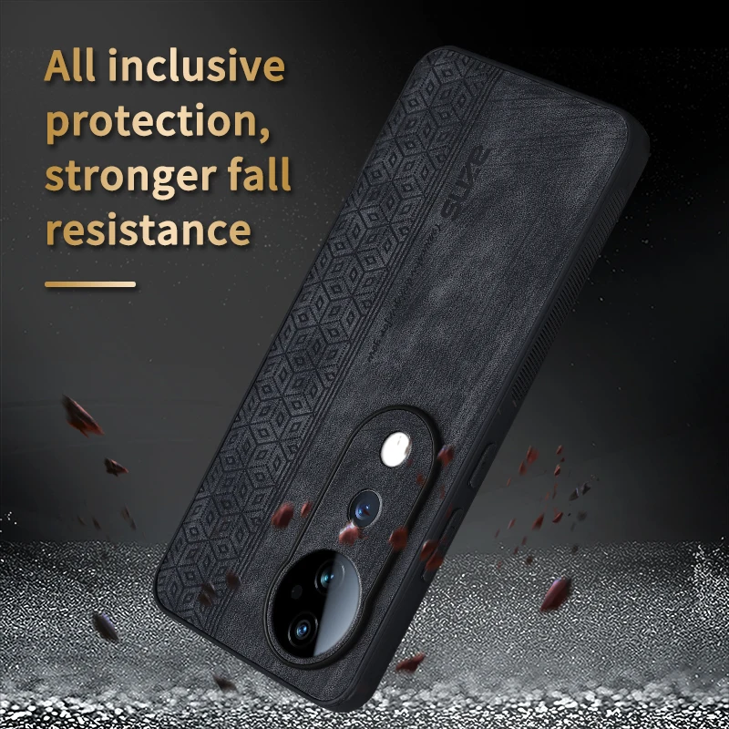 TUP + Cover posteriore in pelle goffrata 3D retrò di lusso per vivo S19 Bumper Coque custodia per telefono anticaduta per custodia vivo S19 da 6.78 pollici