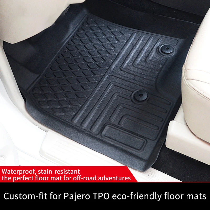 TPE Car Floor Mats Liner For Pajero Montero 3rd And 4th V7V8V9 Series LHD Generation All‑Weather Waterproof Anti‑Slip Floor