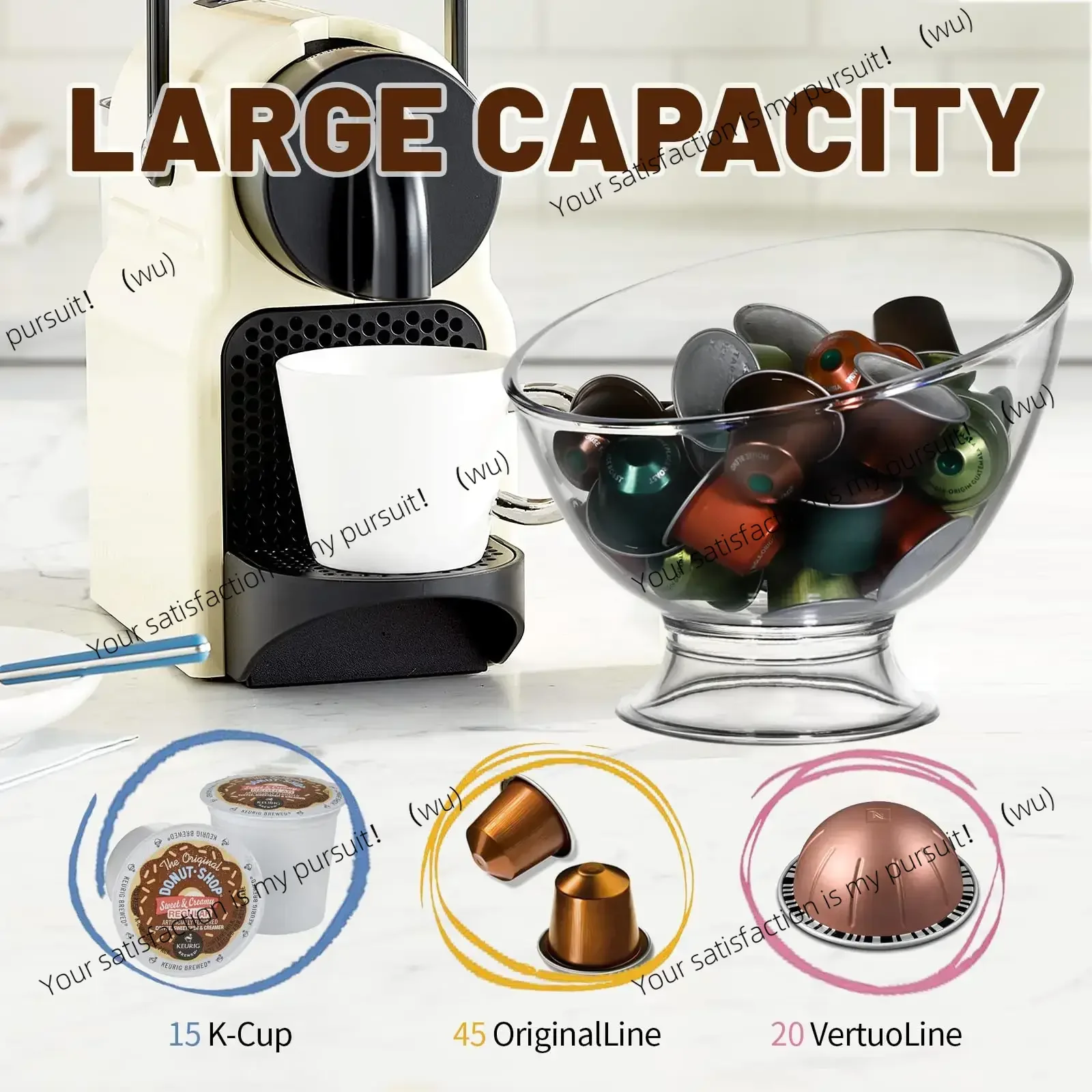 Coffee Capsule Holder,Plastic Coffee Capsule Organizer,Clear Glass Slant Cut Tilted Snack Salad Fruit Candy Dish Decorative Bowl