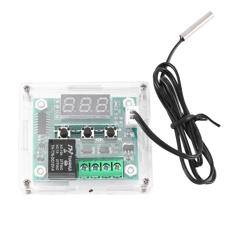 FULL-W1209 DC 12V Thermostat Temperature Control Switch Thermometer Controller With Digital LED Display With Case