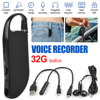 32GB Sound Activated Voice Recorder Keychain Mini Dictaphone Noise Reduction MP3 Music Player U Disk Audio Recording Device