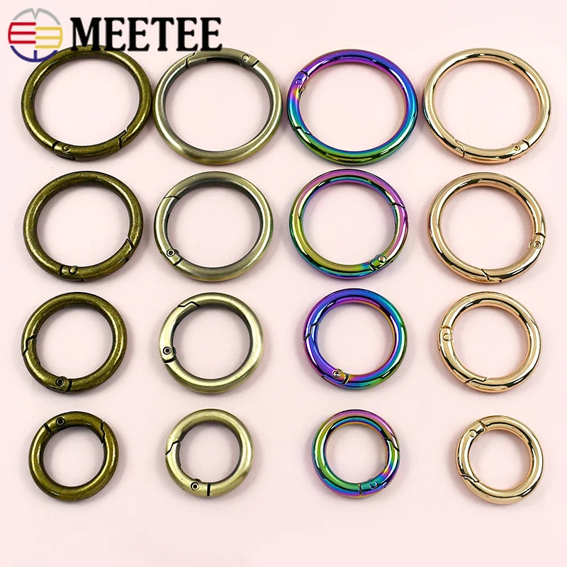 Meetee 10Pcs 10-60mm Metal Spring O Ring Openable Keyring Trigger Snap Clasp Clip Bag Belt Strap Chain Buckles  Accessories