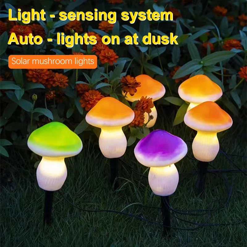 

Несколько светодиодных солнечных ламп, гирлянда в виде гриба, газон, фея, уличный для сада, патио, террасы, дорожки, ландшафтное украшение, лампа, солнечные фонари