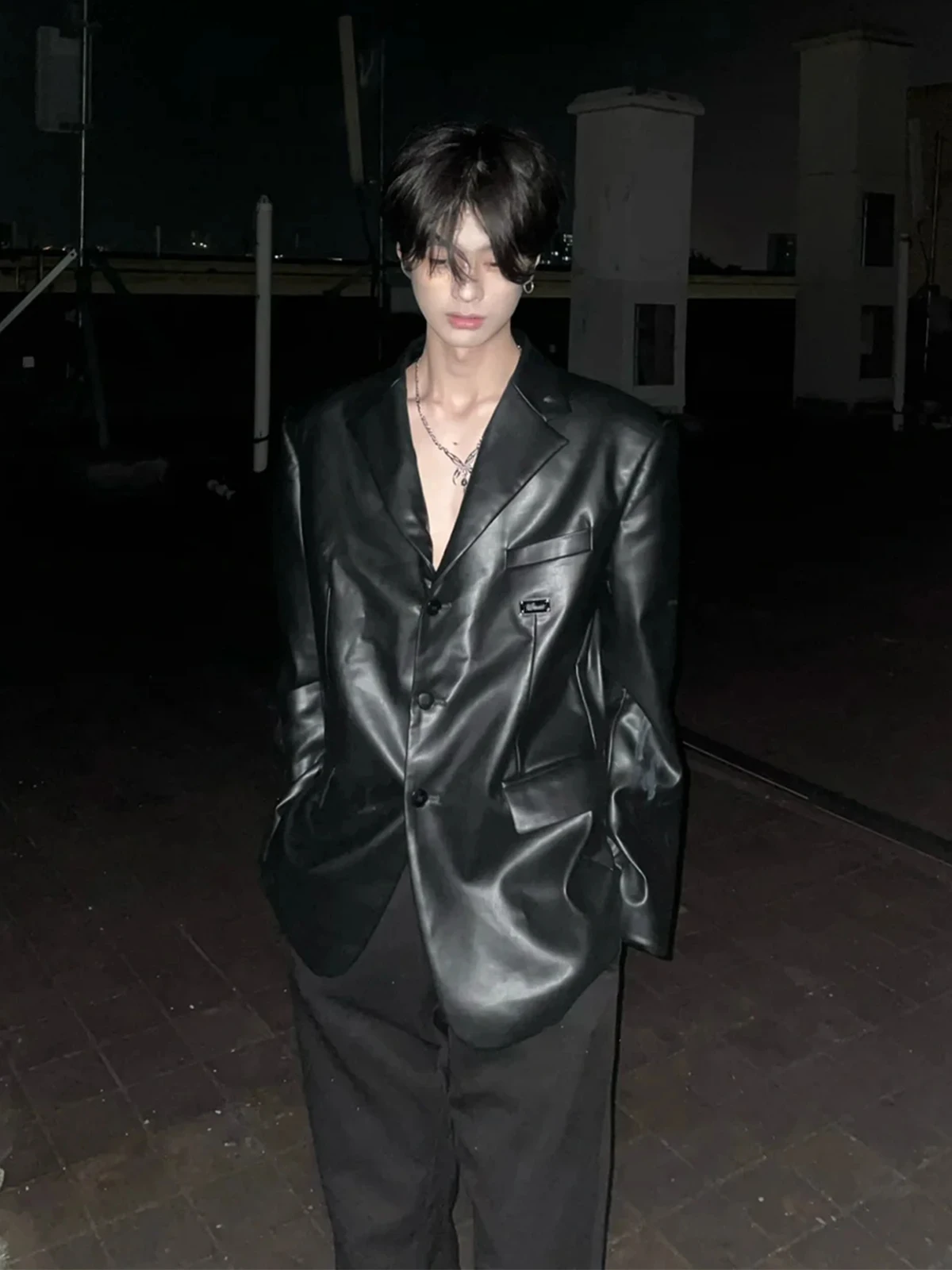 

Мужская кожаная куртка Bla: весенне-осенняя, в американском ретро-стиле, свободного кроя, крутая мотоциклетная куртка-пилот, молодежная повседневная, однотонная