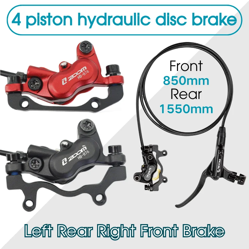 

Zoom 4-piston Hydraulic Disc Brake Aluminum Oil Pressure Brake Front /rear /Set Brake Caliper+Brake Lever Red/Black Bike Parts