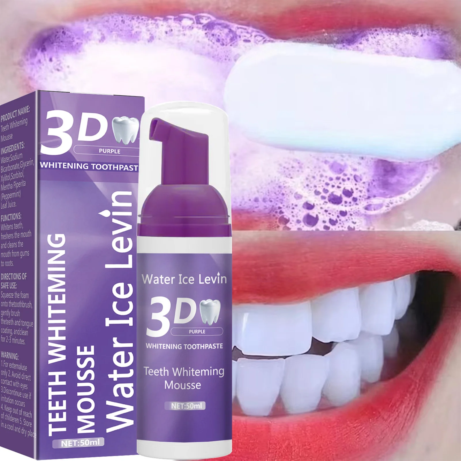 50ml Mousse Toothpaste Teeth Whitening Removing Yellow Teeth Cleaning Tooth Stain Oral Fresh Tooth Care Product 2024 New