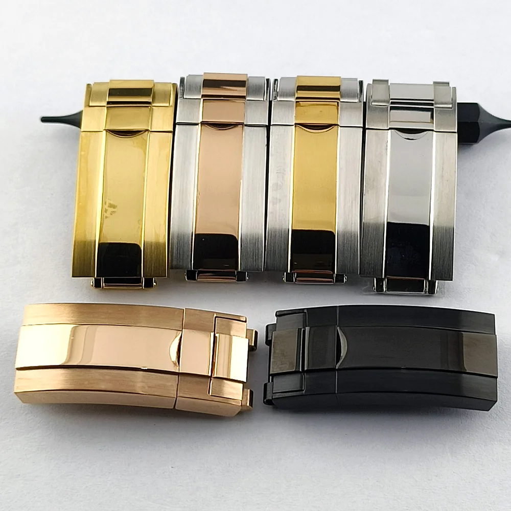 Stainless Steel Buckle Watch Push Button Fold Deployment Clasp Strap Buckle Customize your Watch Buckle for NH35 NH36 Watch Dial